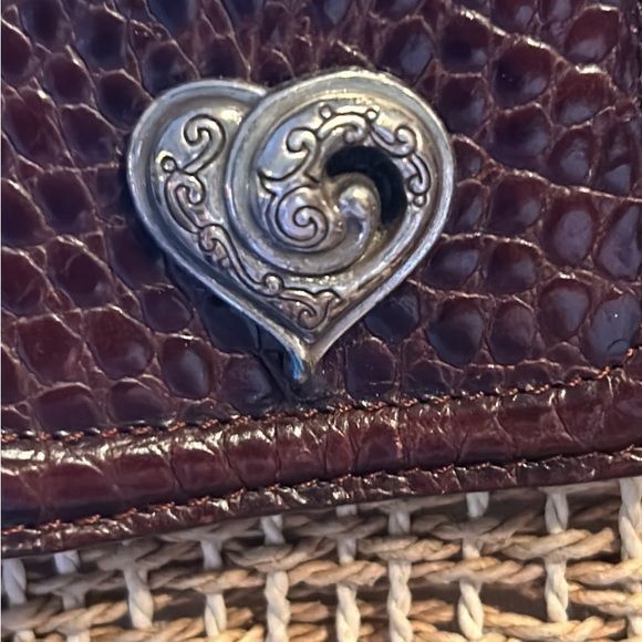 Brighton Woven Satchel Handbag Heart Logo Braided Basket Shoulder Bag - Picture 4 of 10